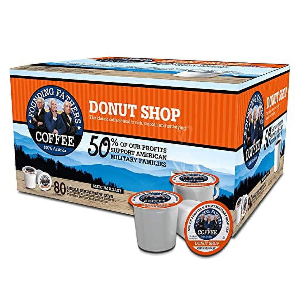 Founding Fathers Coffee Single .. .. Serve Pods for .. Keurig .. 2.0 K-Cup .. Brewers, Donut .. Shop, .. 80 Count