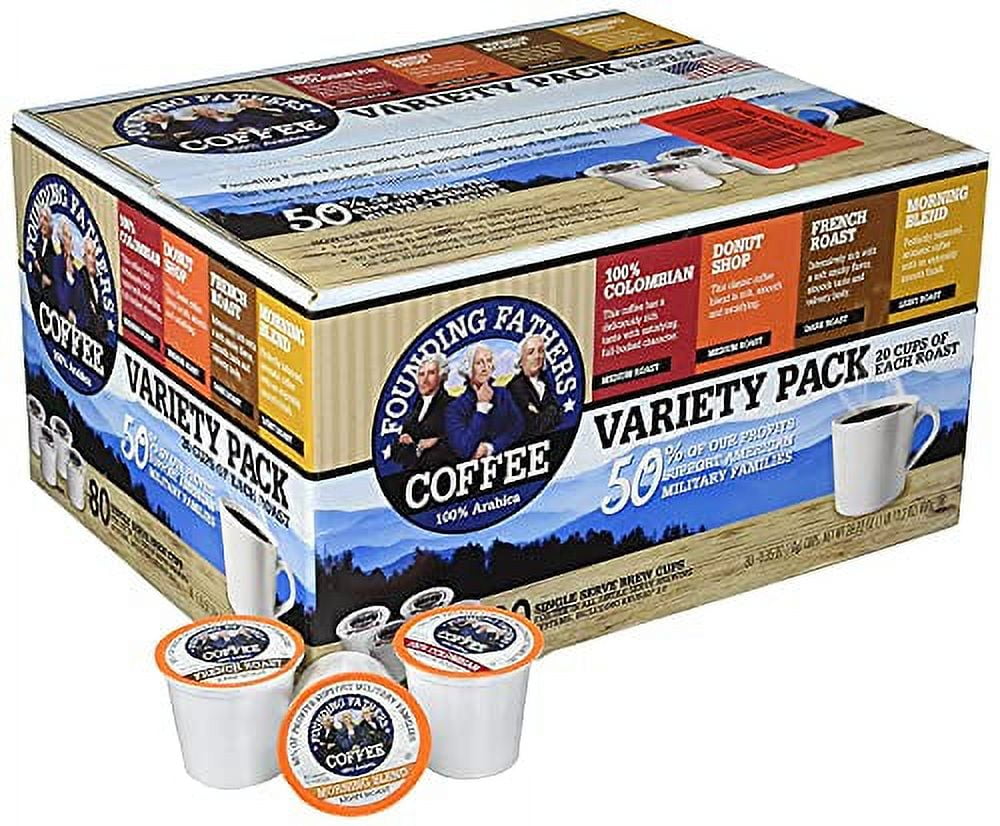 Founding Fathers Coffee Single .. Serve Pods for Keurig .. 2.0 K-Cup Brewers, Variety .. Pack, 80 Count