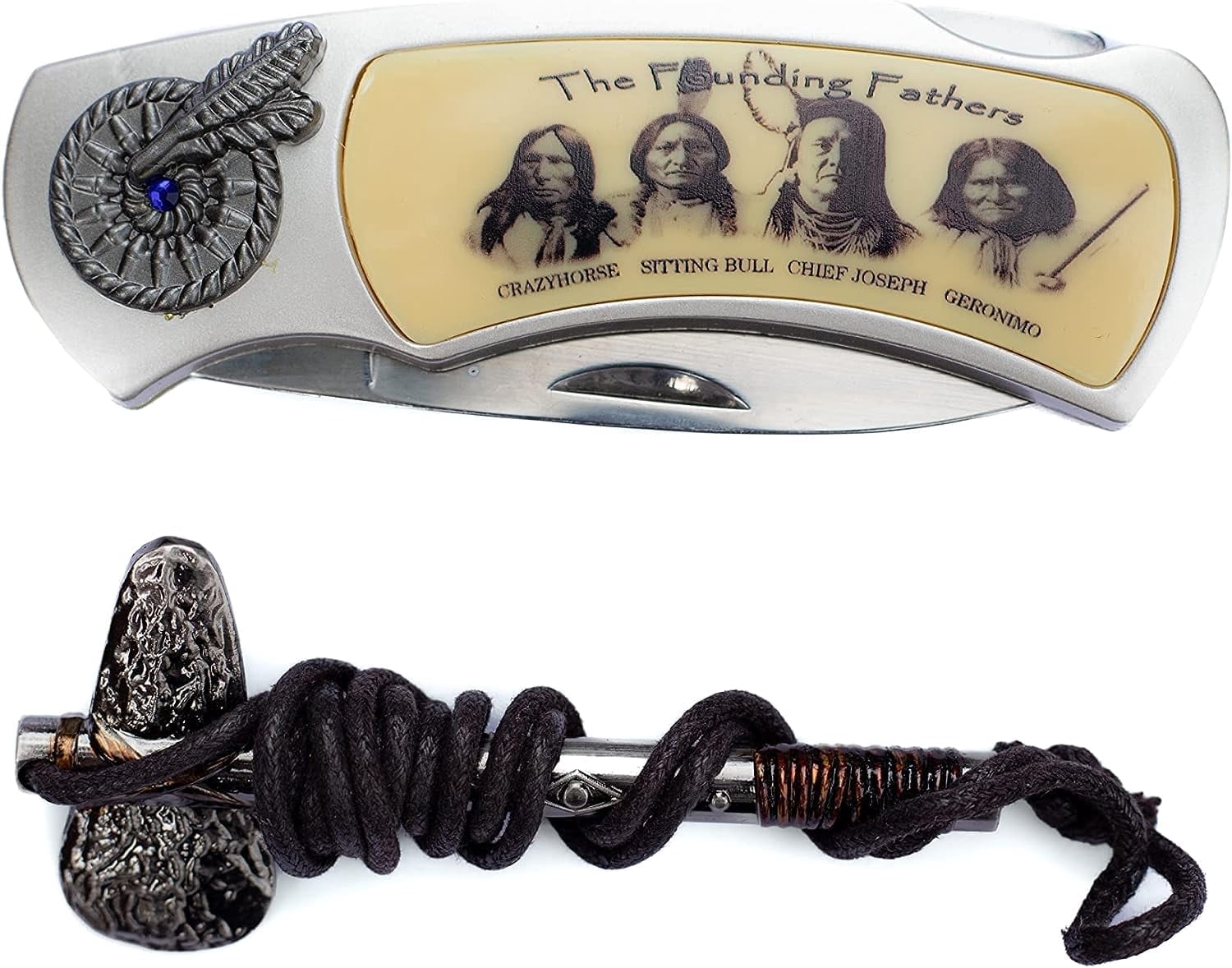 Founding Fathers Folding Pocket Knife Dream Catcher I Tomahawk Pendant