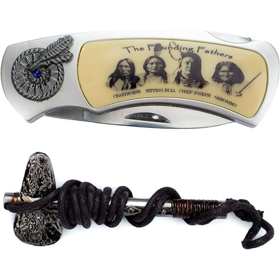 Founding Fathers Folding Pocket Knife Dream Catcher I Tomahawk Pendant