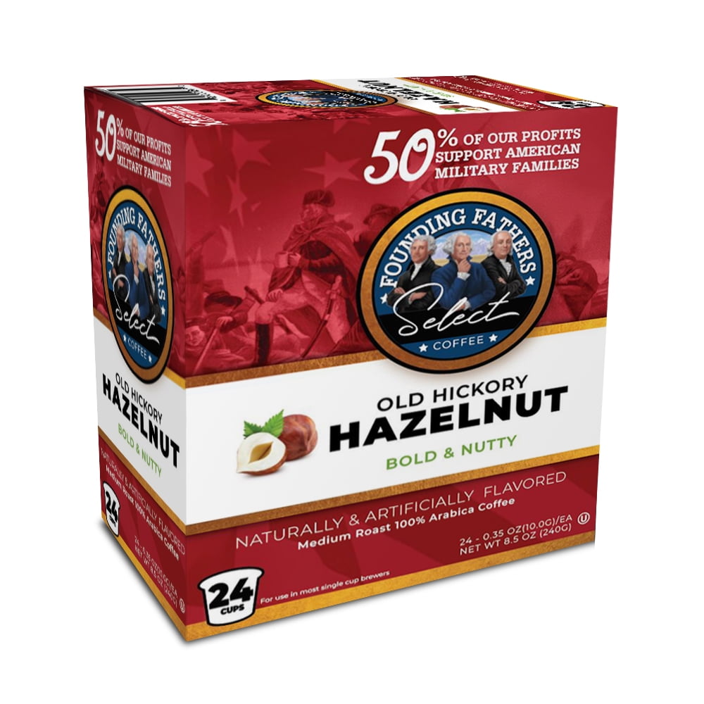 Founding Fathers Old Hickory Hazelnut, Medium Roast Keurig Coffee Pods, 24 Count