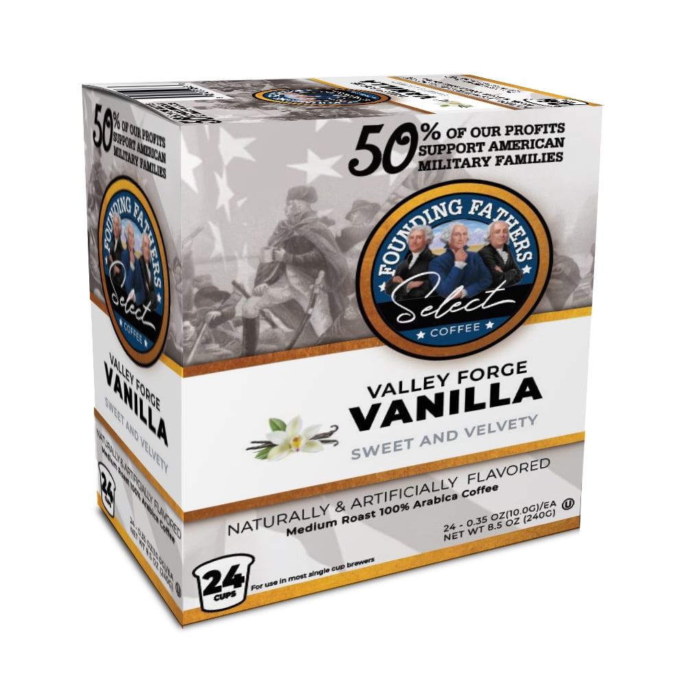 Founding Fathers Valley Forge Vanilla, Medium Roast Keurig Coffee Pods, 24 Count