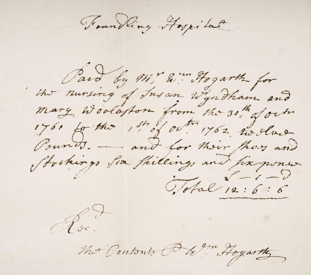 Foundling Hospital London Receipt Signed By William Hogarth 1697-1764 English Artist Canvas Art - Ken Welsh Design Pics (30 x 26)