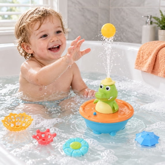 Fountain Crocodile Bath, Light up Crocodil𝐞 Bath, Cute Crocodile Bat𝐡 ...