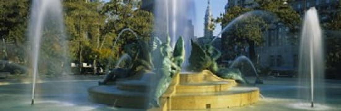 Fountain In Front Of A Building Logan Circle City Hall Philadelphia Pennsylvania USA Canvas Art - Panoramic Images (18 x 6)