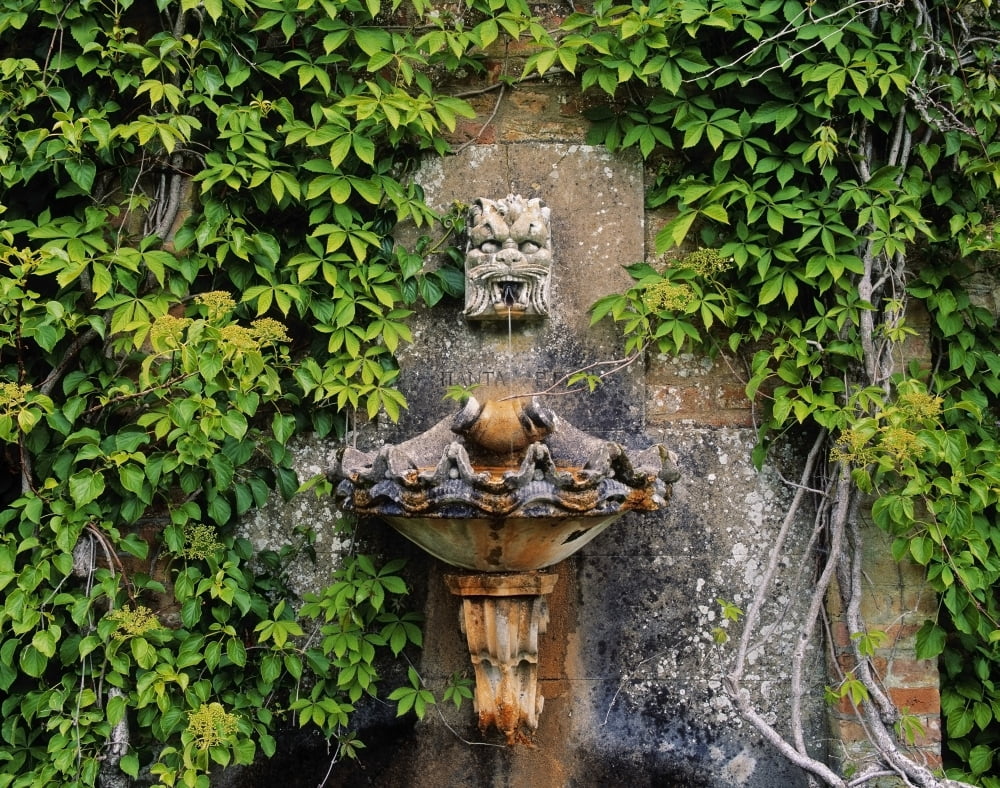 Fountain In The Walled Garden Florence Court Co Fermanagh Ireland Canvas Art - The Irish Image Collection Design Pics (32 x 24)