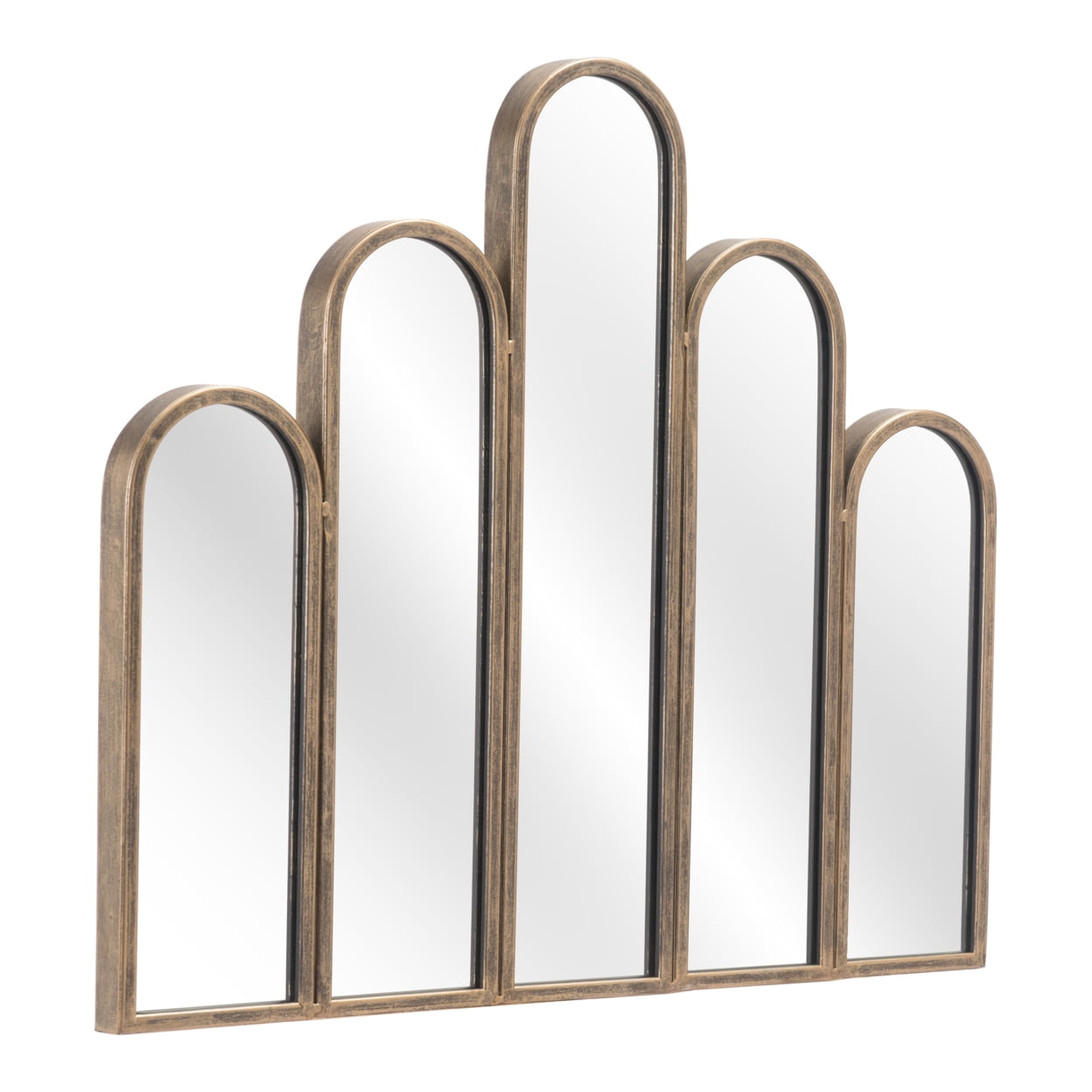 Deco-Inspired Fountain Rectangular Mirror in Antique Gold
