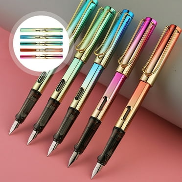 Fountain Pen 5Pcs Students Practice Calligraphy Pen Portable Colored Fountain Pens with Ink Sacs