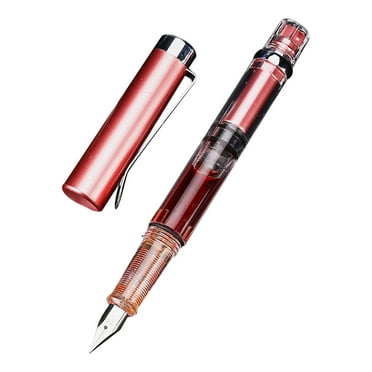 Fountain Pen 9 Colors Transparent Ink-Free Plastic Piston Fountain Pen 0.5Mm Bright Red Clearance Sales Today Deals Prime! 1 Fountain Pen Plastic, Fall Tools Relocy