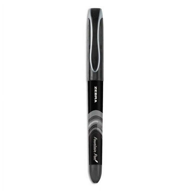 Fountain Pen, Fine 0.6 mm, Blue Ink, Black/Blue Barrel, 12/Pack