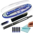 thumbnail image 1 of Fountain Pen Retractable: 0.38mm Blue&black Ink Transparent Barrel Includes 5 Refillable Ink Cartridges, Clictek Medium Nib Transparent Barrel for Smooth Writing No Leakin Black, 1 of 7