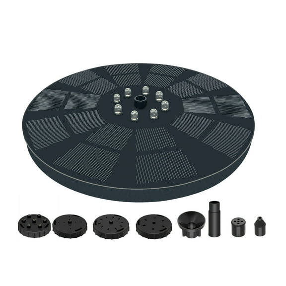 Fountain,Water Pump With Solar With Solar Bath 7 Battery Pond Pool Patterns Water Pump And Pool Fish Bath 7 Spray 7 Spray Patterns With Led Battery 3w Solar Powered P. Black