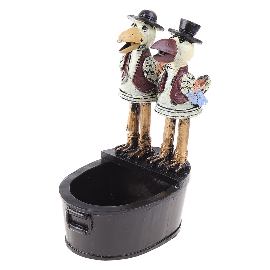 Fountain Yard Art Decor Rooster Crow Owl Flowing Water Fountain Resin