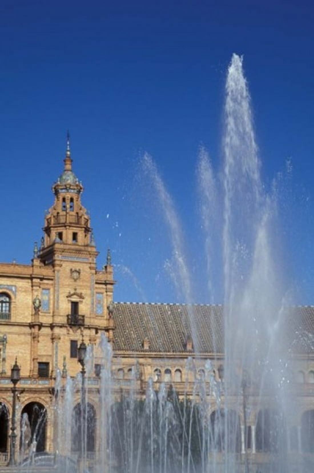 Fountain and Ornate Plaza de Espana Parque de Maria Luisa Sevilla Spain Canvas Art - John & Lisa Merrill DanitaDelimont (12 x 17)