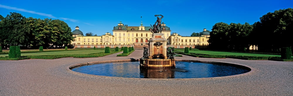 Fountain at the Drottningholm Palace Drottningholm Stockholm County Sweden Canvas Art - Panoramic Images (12 x 36)