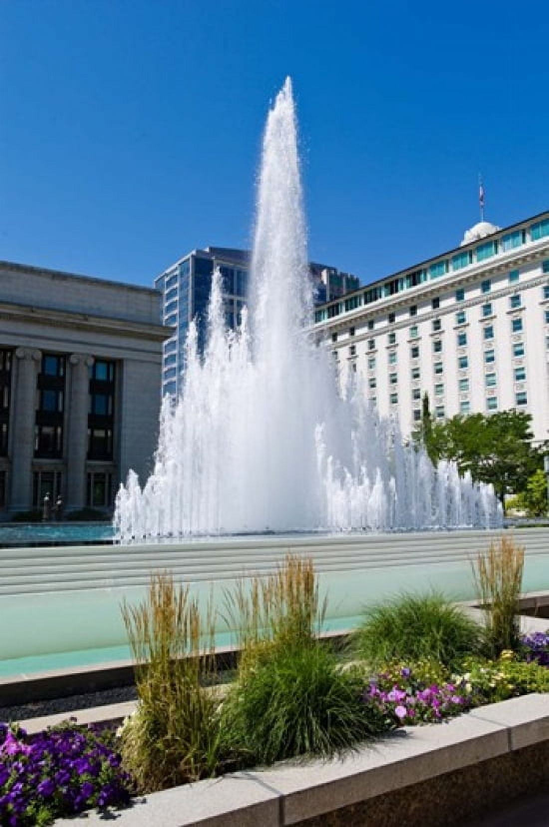 Fountain at the Temple Square Salt Lake City Utah USA Canvas Art - Panoramic Images (24 x 36)