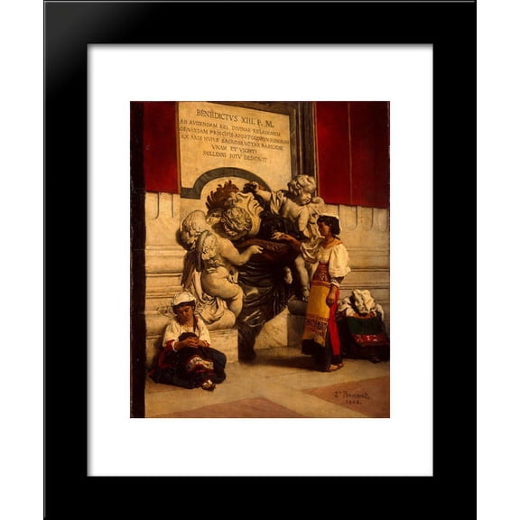 Fountain by St Peters Basilica in Rome 20x24 Framed Art Print by Leon Bonnat