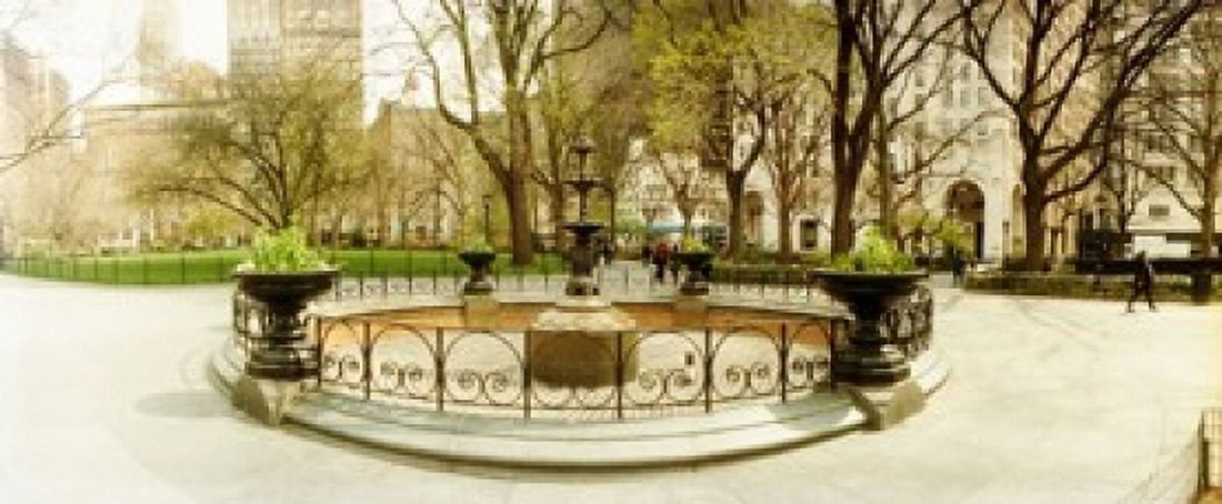 Fountain in Madison Square Park in the spring Manhattan New York City New York State USA Canvas Art - Panoramic Images (15 x 6)