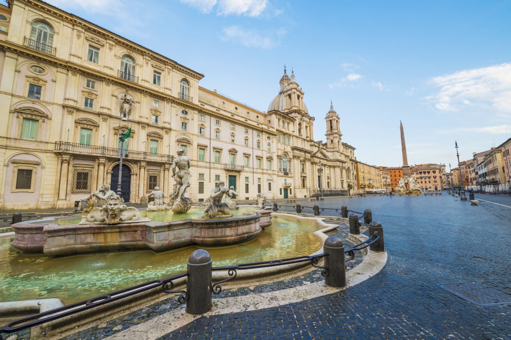 Fountain in Piazza Navona Rome Italy Canvas Art - Mats Silvan Design Pics (19 x 12)