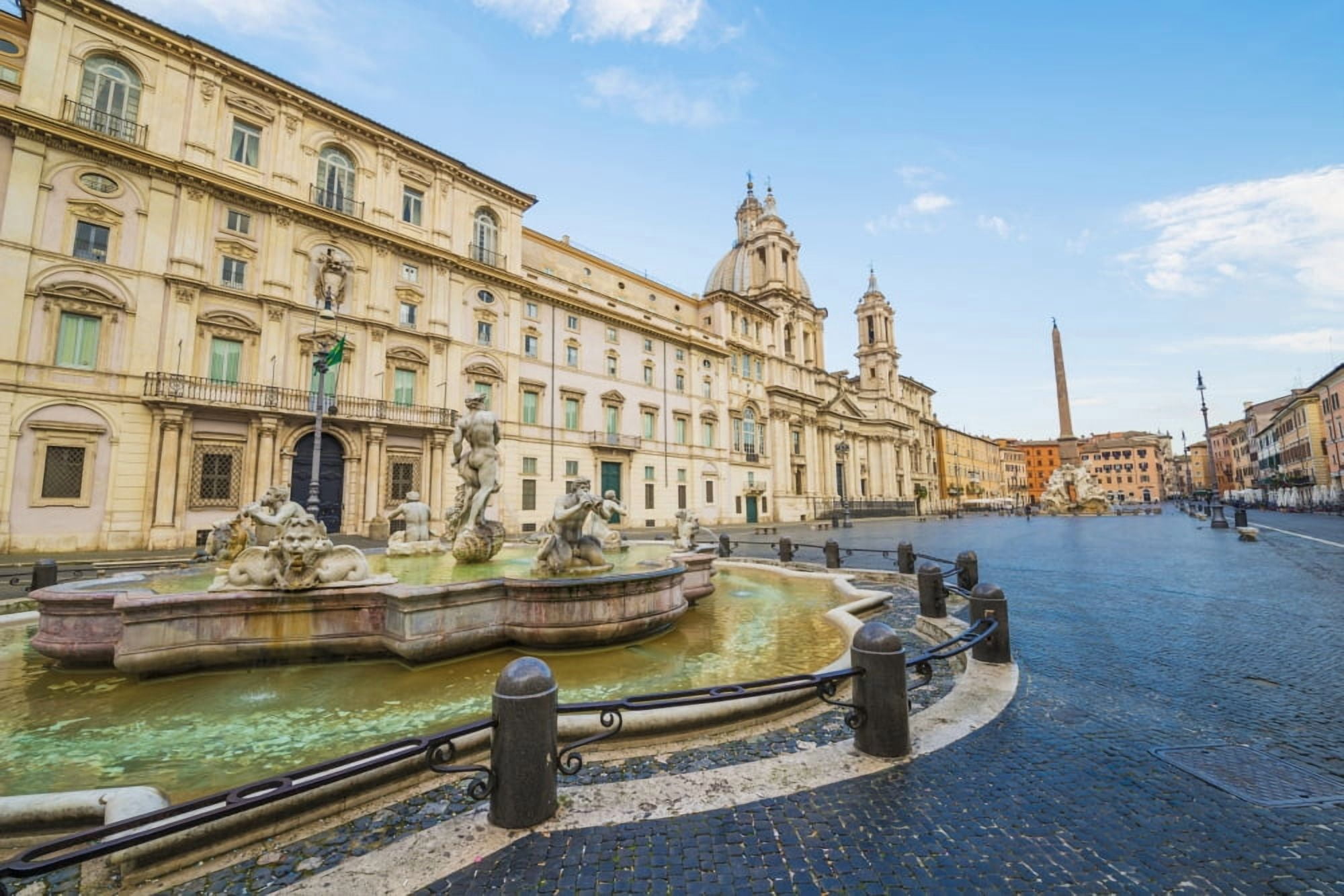 Fountain in Piazza Navona Rome Italy Canvas Art - Mats Silvan Design Pics (38 x 24)