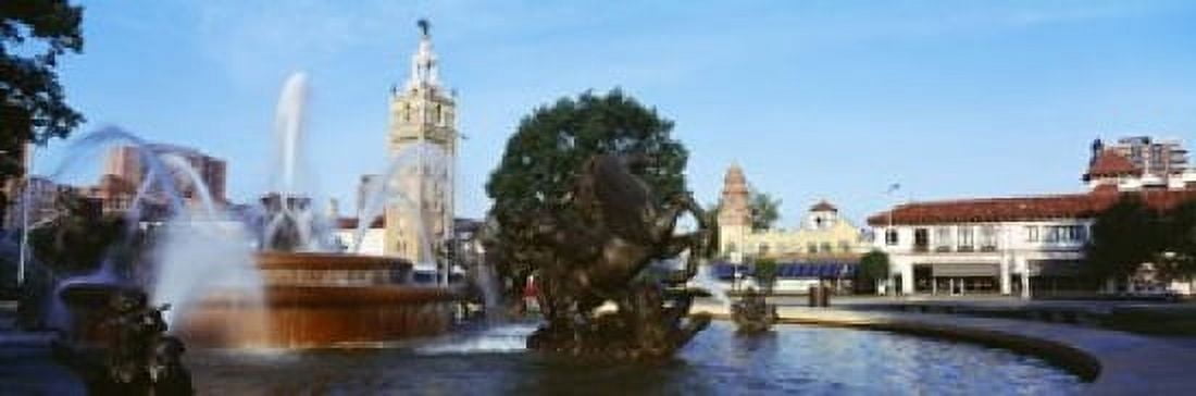 Fountain in a city Country Club Plaza Kansas City Jackson County Missouri USA Canvas Art - Panoramic Images (18 x 6)