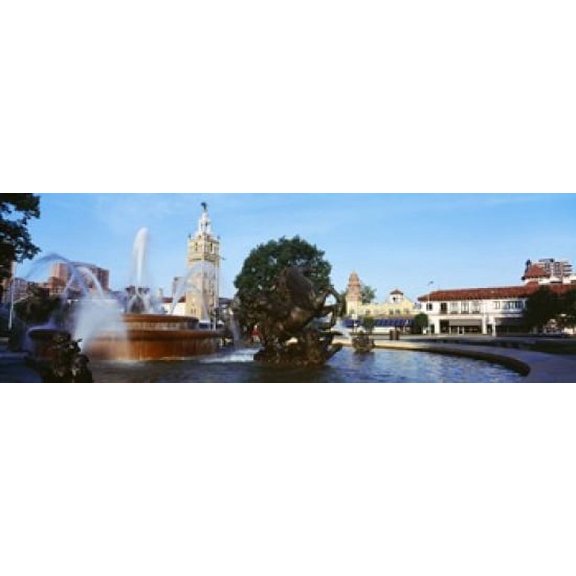 Fountain in a city, Country Club Plaza, Kansas City, Jackson County, Missouri, USA Poster Print (18 x 6)