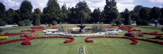 Fountain in a garden Belvedere Garden Vienna Austria Canvas Art - Panoramic Images (36 x 12)