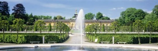 Fountain in a garden Potsdam Germany Canvas Art - Panoramic Images (36 x 12)