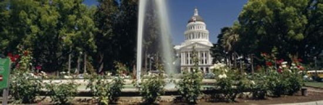 Fountain in a garden in front of a state capitol building Sacramento California USA Canvas Art - Panoramic Images (18 x 6)