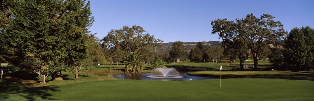 Fountain in a golf course Silverado Country Club Napa Valley Napa County California USA Canvas Art - Panoramic Images (6 x 18)