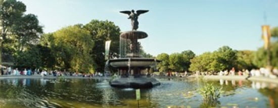 Fountain in a park Central Park Manhattan New York City New York State USA Canvas Art - Panoramic Images (30 x 12)