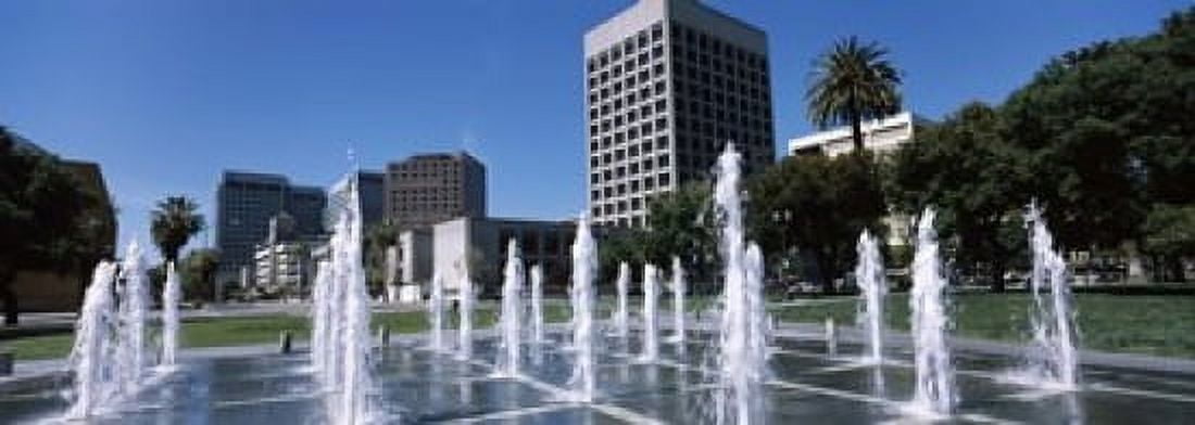 Fountain in a park Plaza De Cesar Chavez Downtown San Jose San Jose Santa Clara County California USA Canvas Art - Panoramic Images (18 x 7)