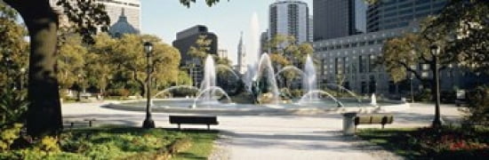 Fountain in a park Swann Memorial Fountain Logan Circle Philadelphia Philadelphia County Pennsylvania USA Canvas Art - Panoramic Images (36 x 12)