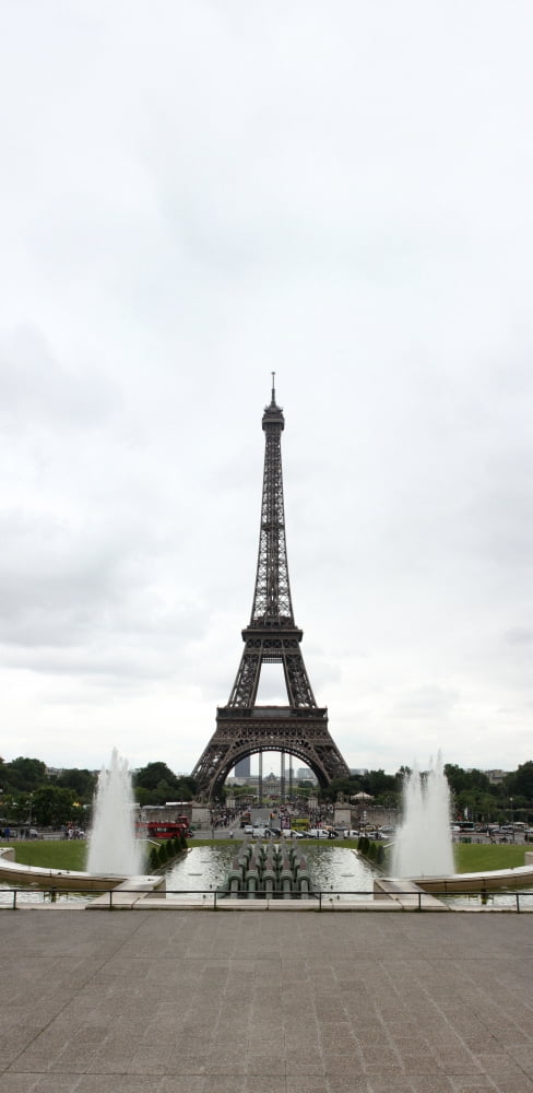 Fountain in front of Eiffel Tower ParisIle-de-France France Canvas Art - Panoramic Images (36 x 12)