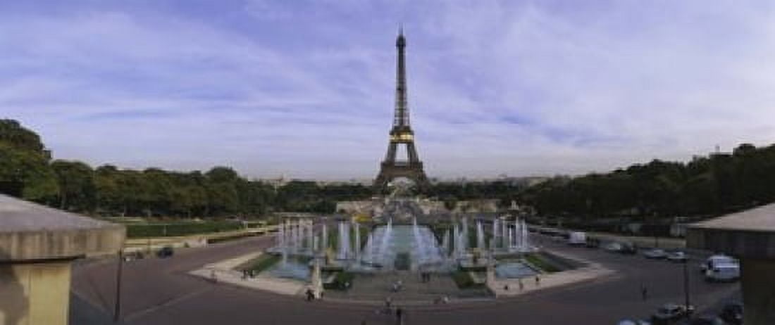 Fountain in front of a tower Eiffel Tower Paris France Canvas Art - Panoramic Images (15 x 6)