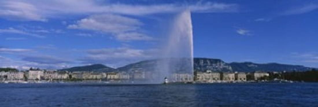 Fountain in front of buildings Jet Deau Geneva Switzerland Canvas Art - Panoramic Images (18 x 6)