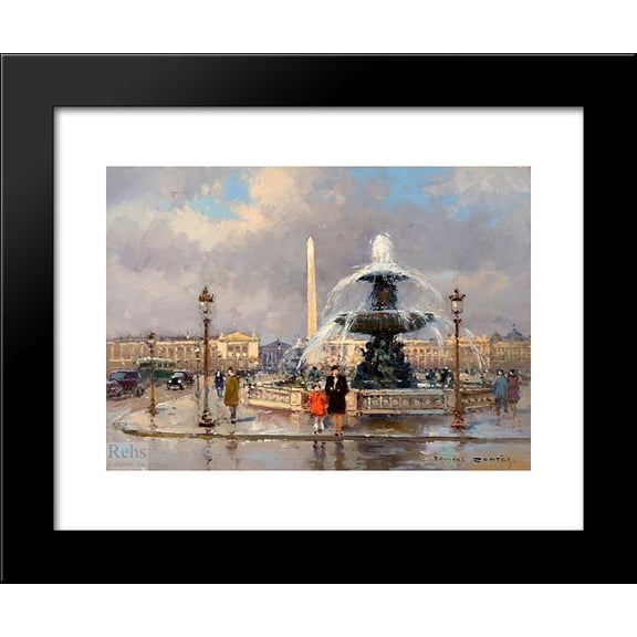 Fountain on Place de la Concorde 20x24 Framed Art Print by Edouard Cortes