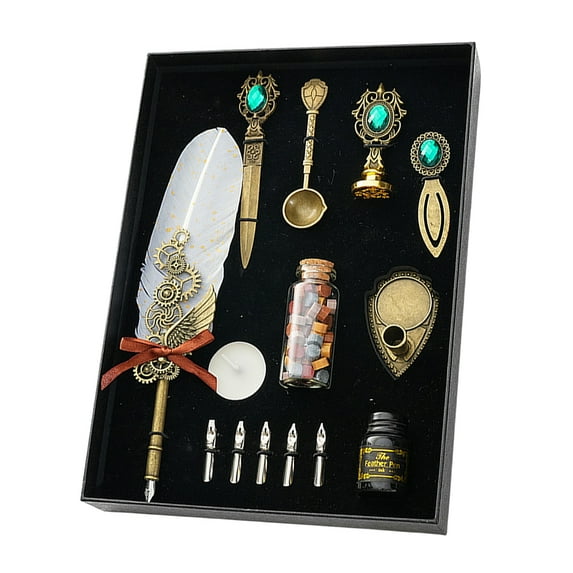 Fountain pen,And Ink Set Quill Pen With Children Set Metal Quill Feather Pen And Metal Quill Pen Ink Set Metal Pen With Decorative Birthday Ideal Stationary With Decorative With Pen And Ink