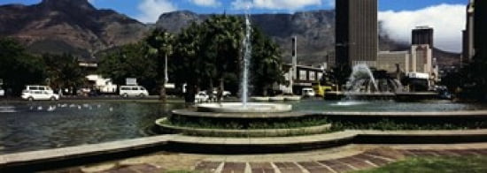 Fountain with Table Mountain in the background Cape Town Western Cape Province South Africa Canvas Art - Panoramic Images (36 x 13)