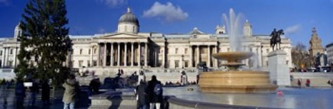 Fountain with a museum on a town square National Gallery Trafalgar Square City Of Westminster London England Canvas Art - Panoramic Images (18 x 6)
