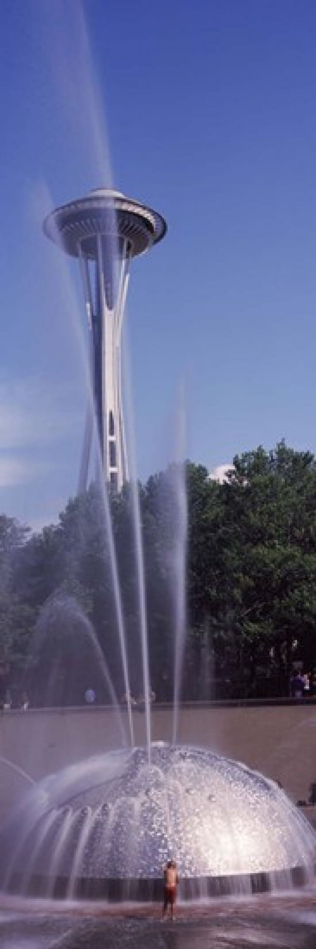 Fountain with a tower in the background Space Needle Seattle King County Washington State USA Canvas Art - Panoramic Images (18 x 6)