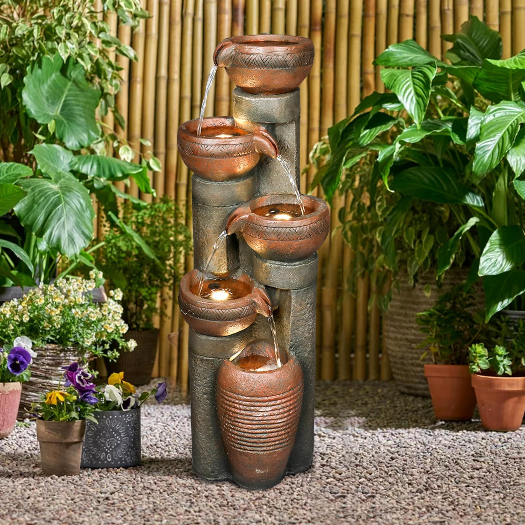 39.7’’H 5-Tier Relaxing Outdoor Indoor Garden Water Fountain Decor - for Contemporary Design for Garden, Patio, Deck, Porch, Backyard and Home Art Decor