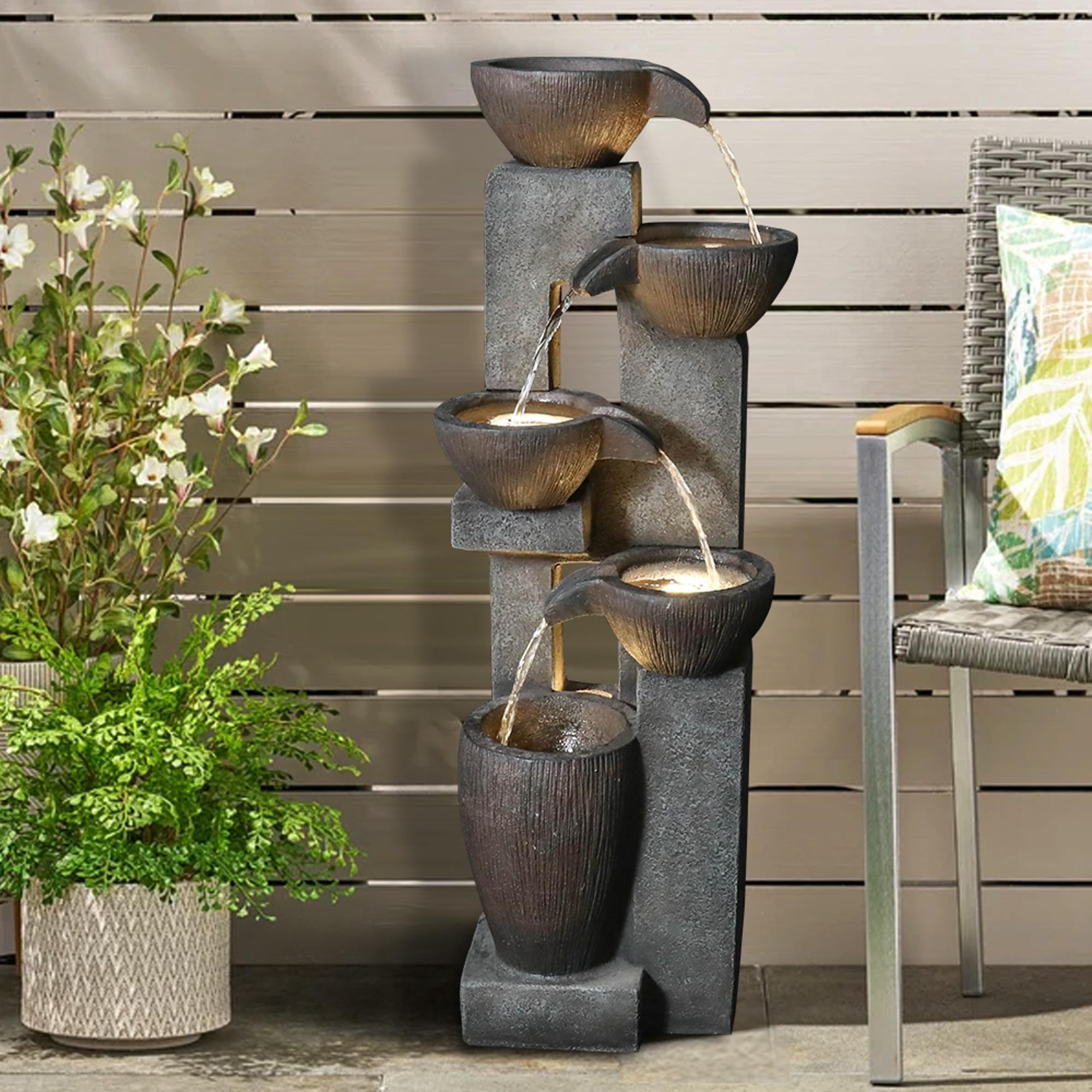 Tammesy 5-Tier Outdoor  Fountain,  39"H for Patio Home Art Garden Decor Waterfall Fountain