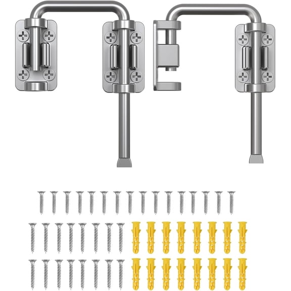 Fountwell 2.36 Inch Stainless Steel Loop Lock for Sliding Patio Door Barn Gate Fence Window Security Multi Angle Installation