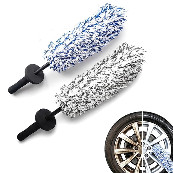 Fountwell 2026 Long Handle Microfiber Wheel Brush – Car Duster Exterior & Interior, Multipurpose Cleaning Tool