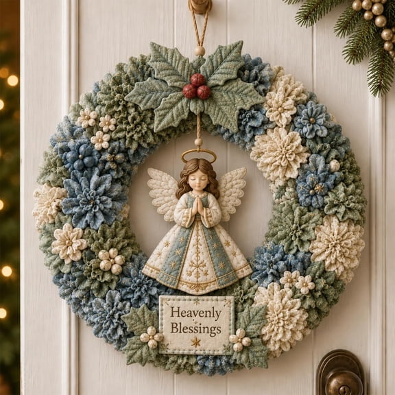 Fountwell 3D Fabric Poke Wreath DIY Kit Christmas Craft Set for Adults Holiday Home Decor Gift