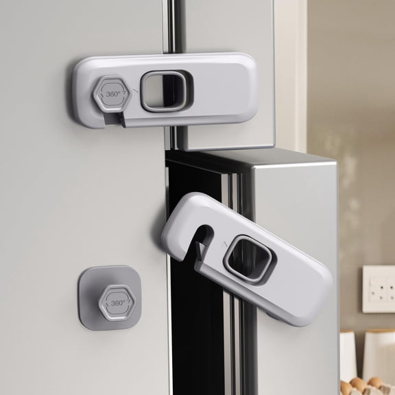 Fountwell 5 Pack Child Proof Refrigerator Lock Fridge Safety Locks with Adhesive Pads for Ki+ds Cabinet Oven RV
