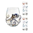 thumbnail image 1 of Fountwell Blue Ringed Octopus Stemless Wine Glass 12oz Hand Blown Ocean Decor Gift, 1 of 5
