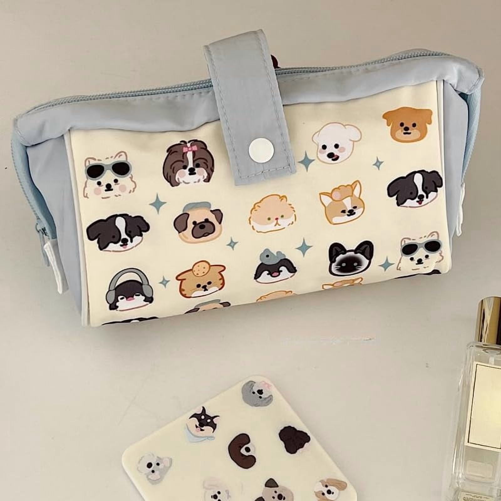 Fountwell Coquette Preppy Pencil Pouch – Kawaii Puppy College Case, Large Pencil Organizer for School