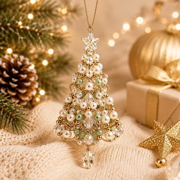 Fountwell DIY Beaded Christmas Tree Kit 3D Crystal Tree Craft Set for Adults Holiday Gift